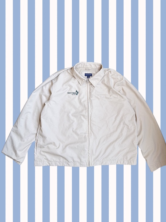 Lands' End Other - Land's End Cream Zip-Front Jacket with Small Embroidered Logo - Size XL